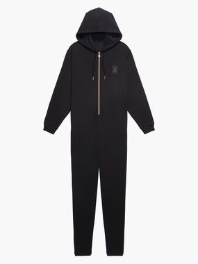 Salvage Black Hooded Jumpsuit with Gold Zipper